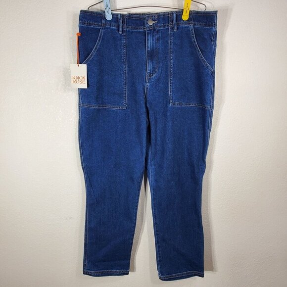 Knox Rose Womens XL/38 Straight Leg High Rise Stretch Denim Jeans Relaxed Fit - Picture 1 of 10